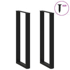 vidaXL Bartischbeine U-Form 2 Stk. Schwarz 40x(110-111) cm Stahl