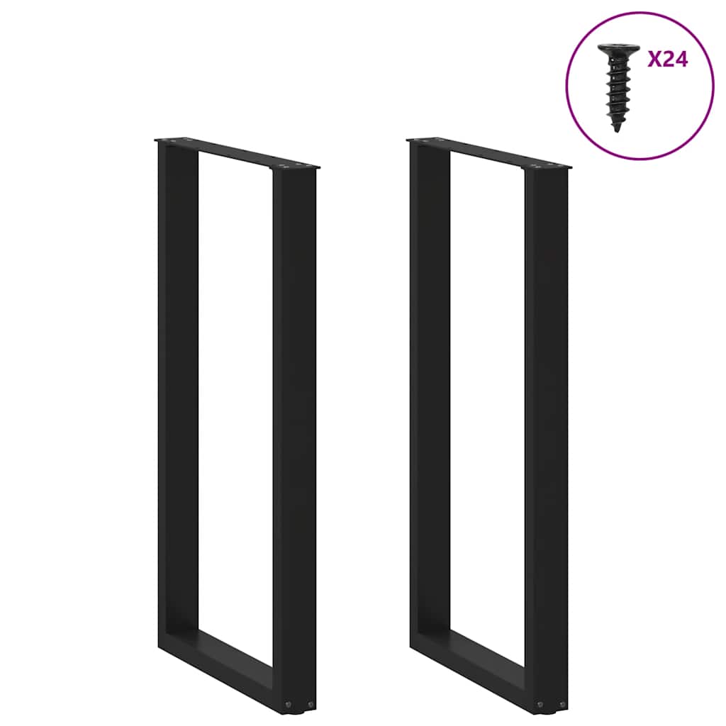 vidaXL Bartischbeine U-Form 2 Stk. Schwarz 60x(110-111) cm Stahl