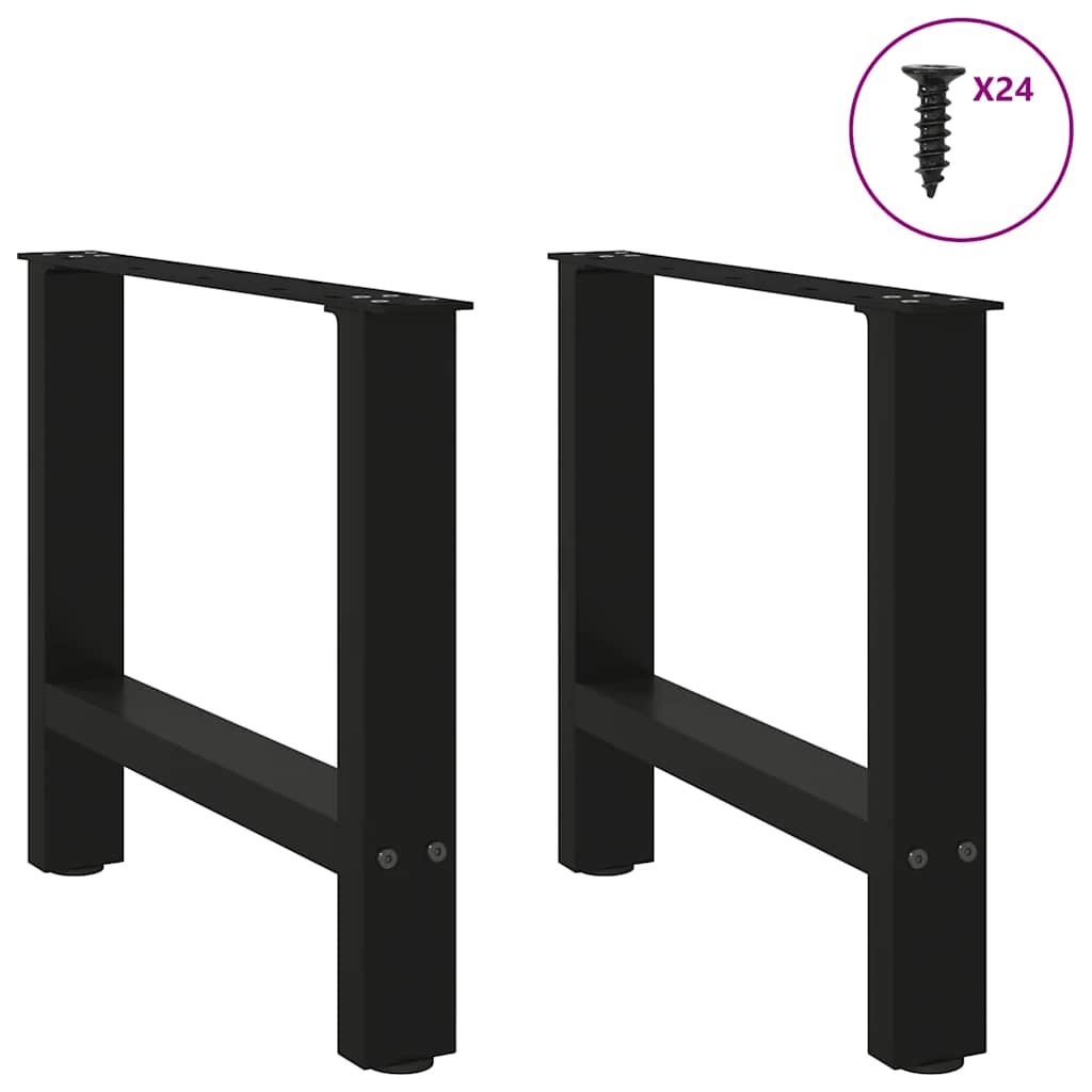 vidaXL Couchtischbeine Schwarz 2 Stk. 60x(42-43) cm Stahl