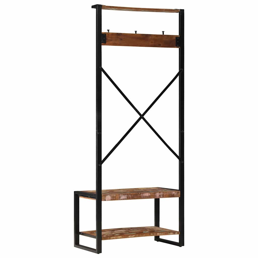 vidaXL Kleiderständer Mehrfarbig 80x40x190 cm Altholz Massivholz