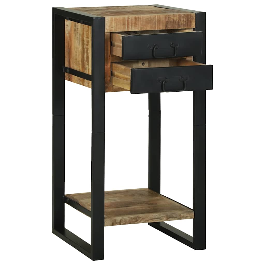 vidaXL Beistelltisch mit Regal Braun 40 x 40 x 80 cm Massivholz Mango