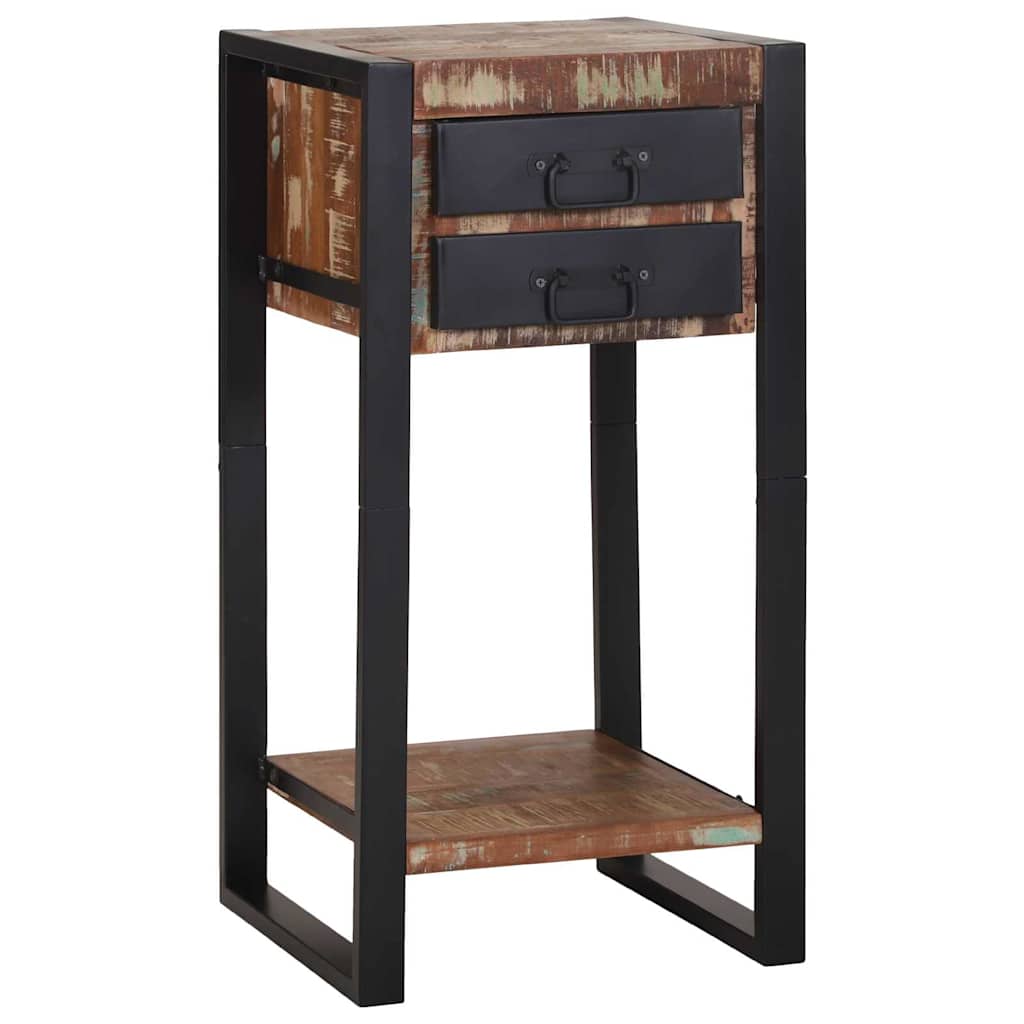 vidaXL Beistelltisch mit Regal Mehrfarbig Massives upgecyceltes Holz