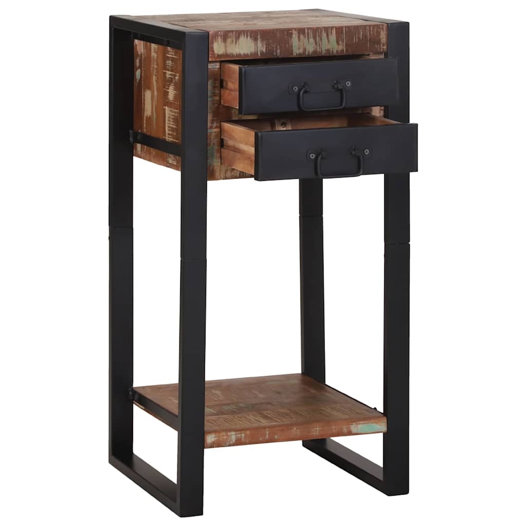 vidaXL Beistelltisch mit Regal Mehrfarbig Massives upgecyceltes Holz