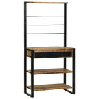 vidaXL Küchenregal Braun und Schwarz 80 x 40 x 160 cm Massivholz Mango
