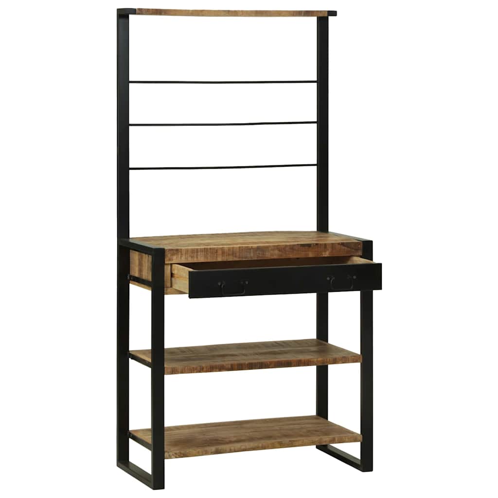 vidaXL Küchenregal Braun und Schwarz 80 x 40 x 160 cm Massivholz Mango