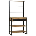 vidaXL Küchenregal Braun und Schwarz 80 x 40 x 160 cm Massivholz Mango