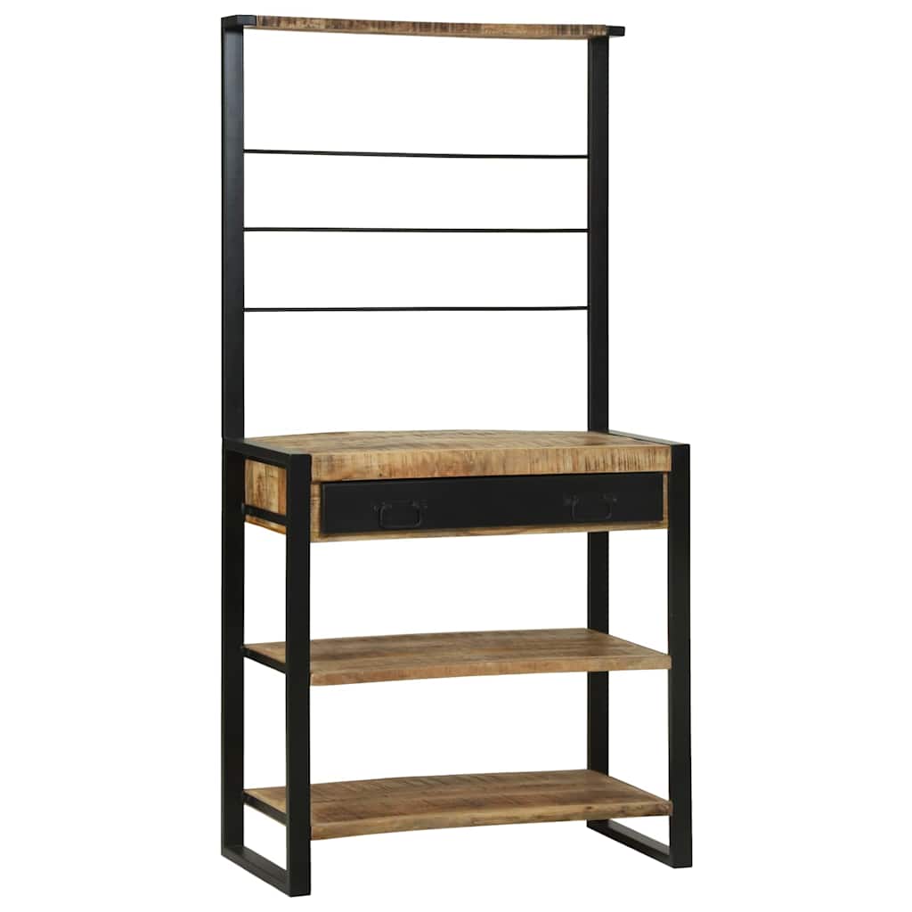 vidaXL Küchenregal Braun und Schwarz 80 x 40 x 160 cm Massivholz Mango