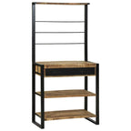 vidaXL Küchenregal Braun und Schwarz 80 x 40 x 160 cm Massivholz Mango