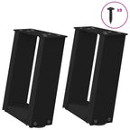 vidaXL Couchtischbeine U-Form 2 Stk. Schwarz 30x(30-31) cm Stahl