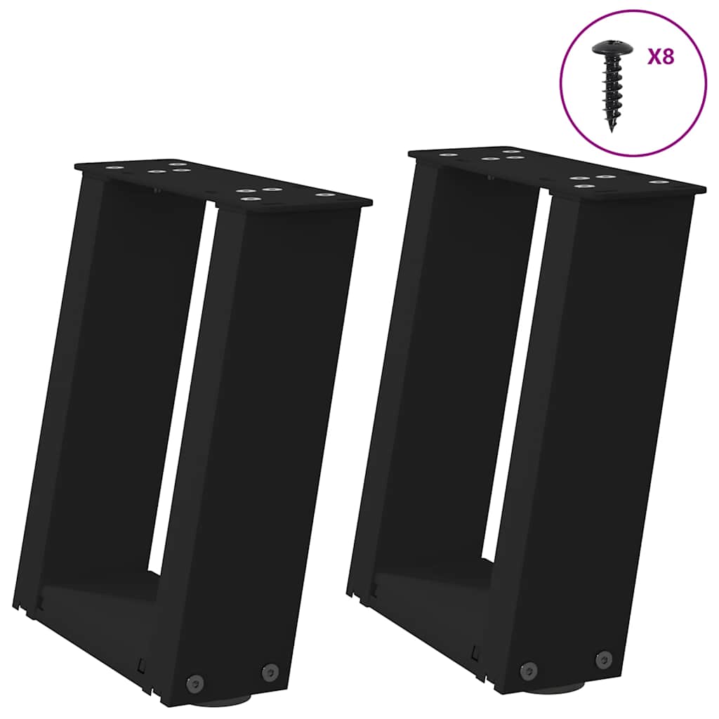 vidaXL Couchtischbeine U-Form 2 Stk. Schwarz 30x(30-31) cm Stahl