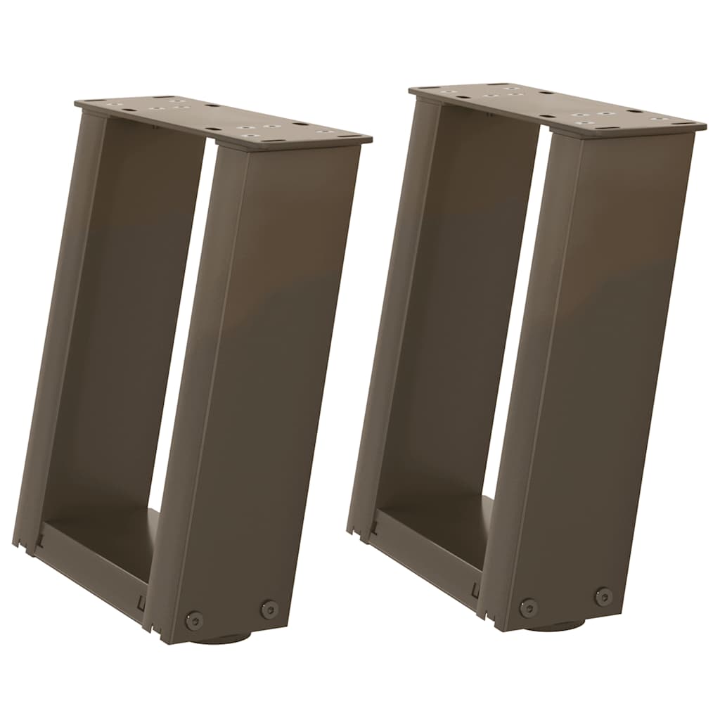 vidaXL Couchtischbeine U-Form 2 Stk. Naturstahl 30x(30-31) cm Stahl