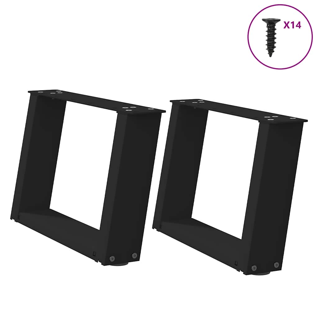 vidaXL Couchtischbeine U-Form 2 Stk. Schwarz 40x(30-31) cm Stahl