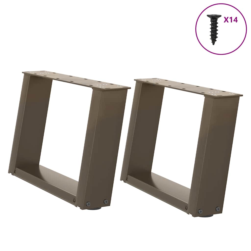 vidaXL Couchtischbeine U-Form 2 Stk. Naturstahl 40x(30-31) cm Stahl