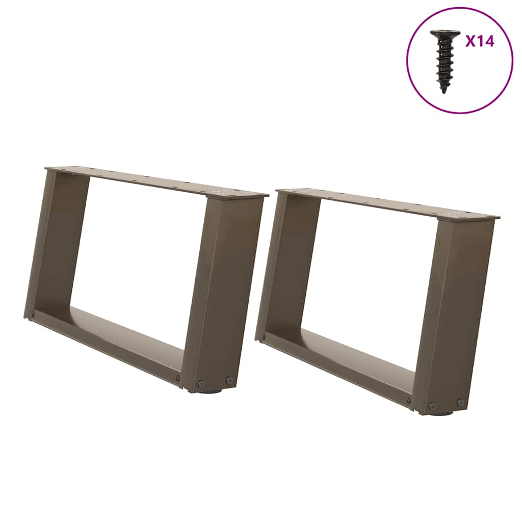 vidaXL Couchtischbeine U-Form 2 Stk. Naturstahl 60x(30-31) cm Stahl