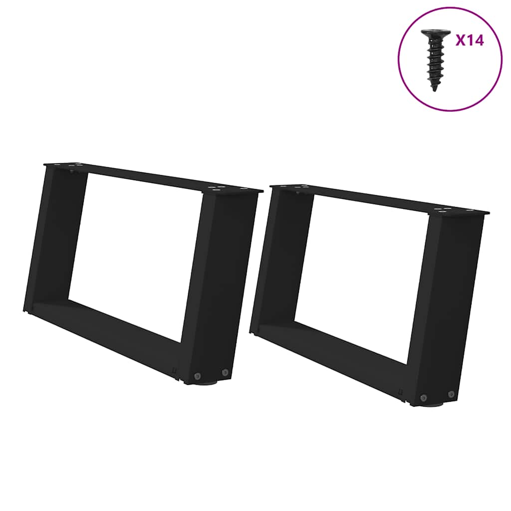 vidaXL Couchtischbeine U-Form 2 Stk. Schwarz 70x(30-31) cm Stahl