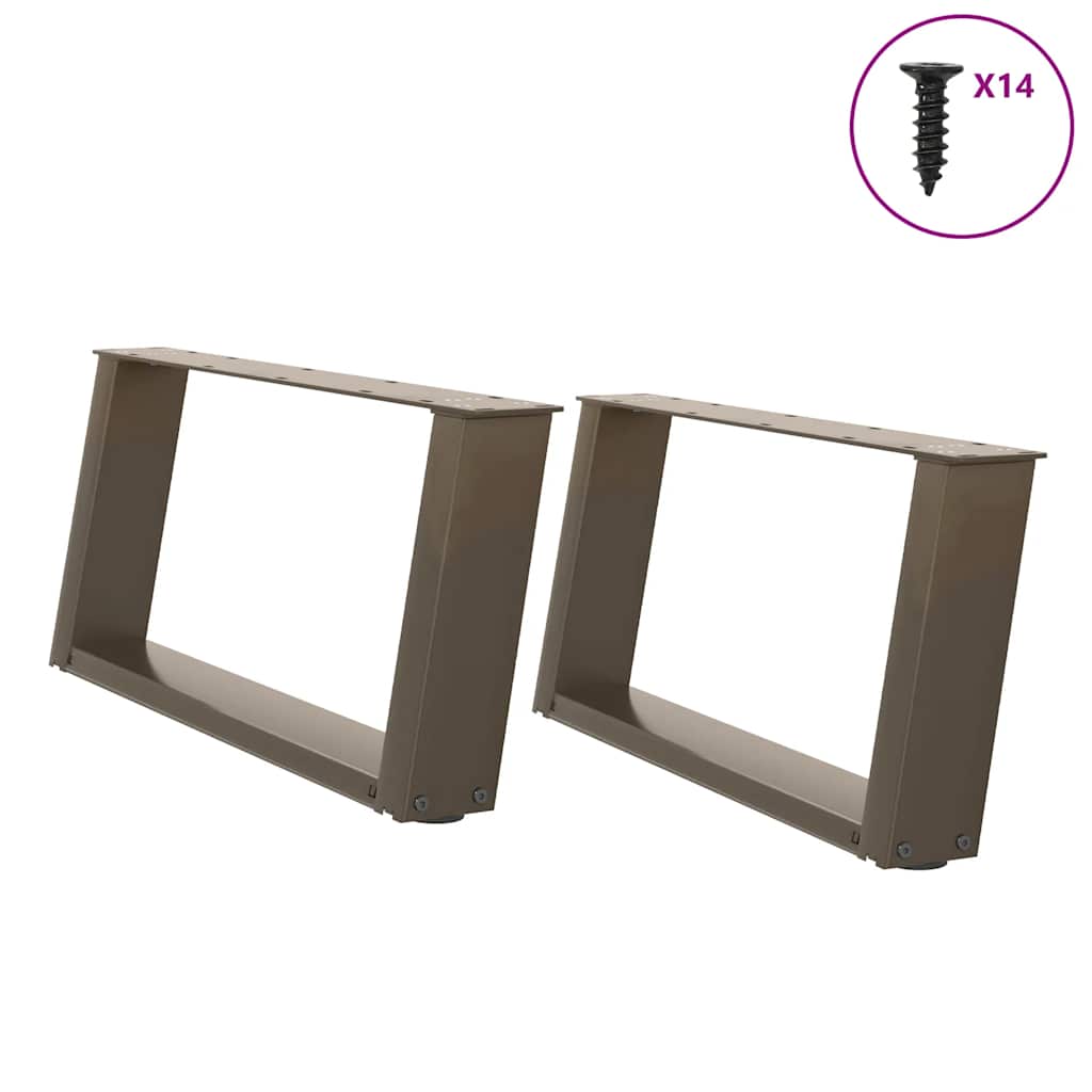 vidaXL Couchtischbeine U-Form 2 Stk. Naturstahl 70x(30-31) cm Stahl