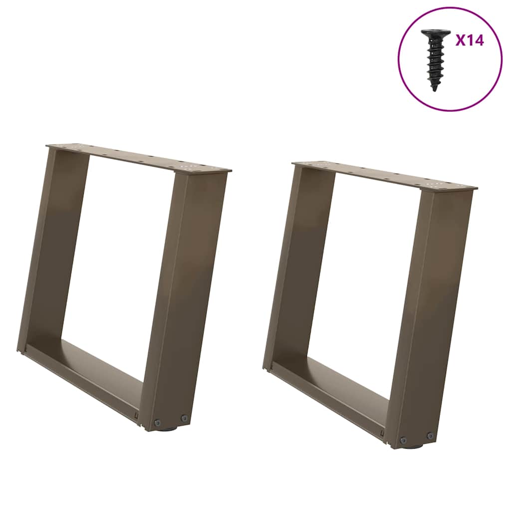 vidaXL Couchtischbeine U-Form 2 Stk. Naturstahl 70x(42-43) cm Stahl
