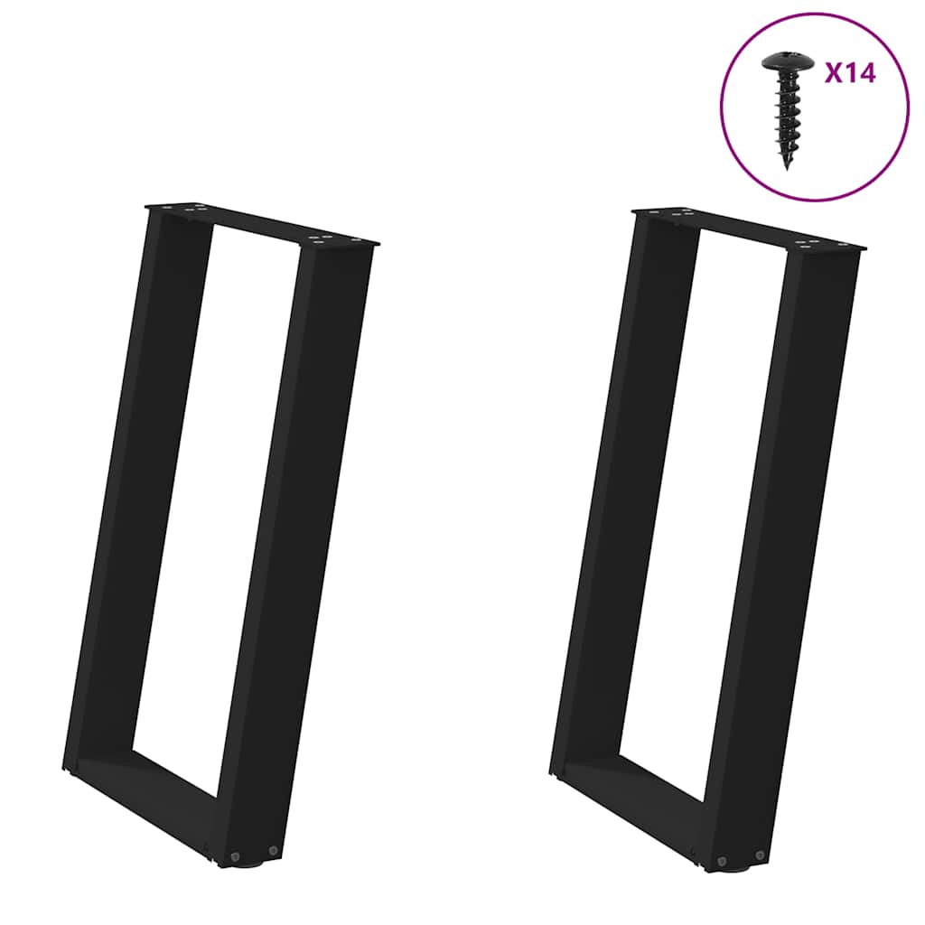 vidaXL Esstischbeine U-Form 2 Stk. Schwarz 50x(72-73) cm Stahl