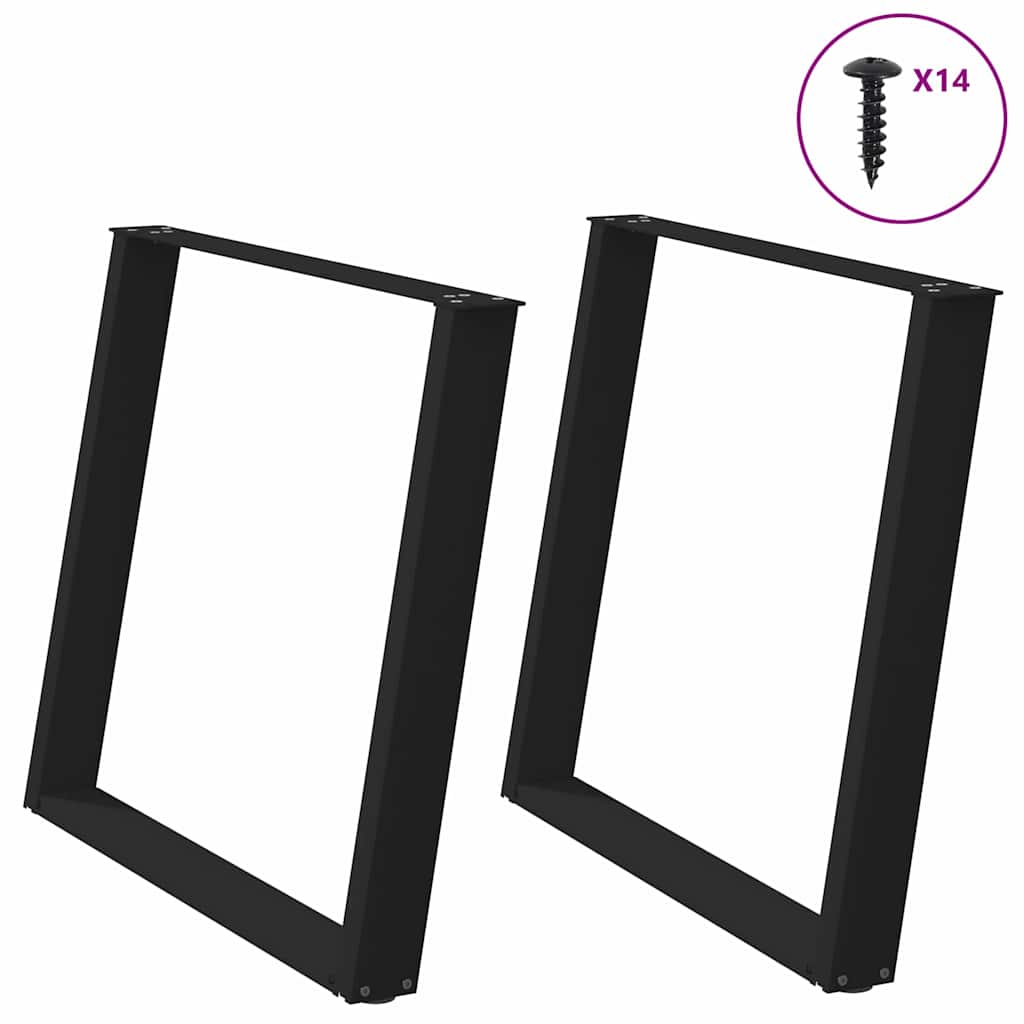 vidaXL Esstischbeine U-Form 2 Stk. Schwarz 90x(72-73) cm Stahl