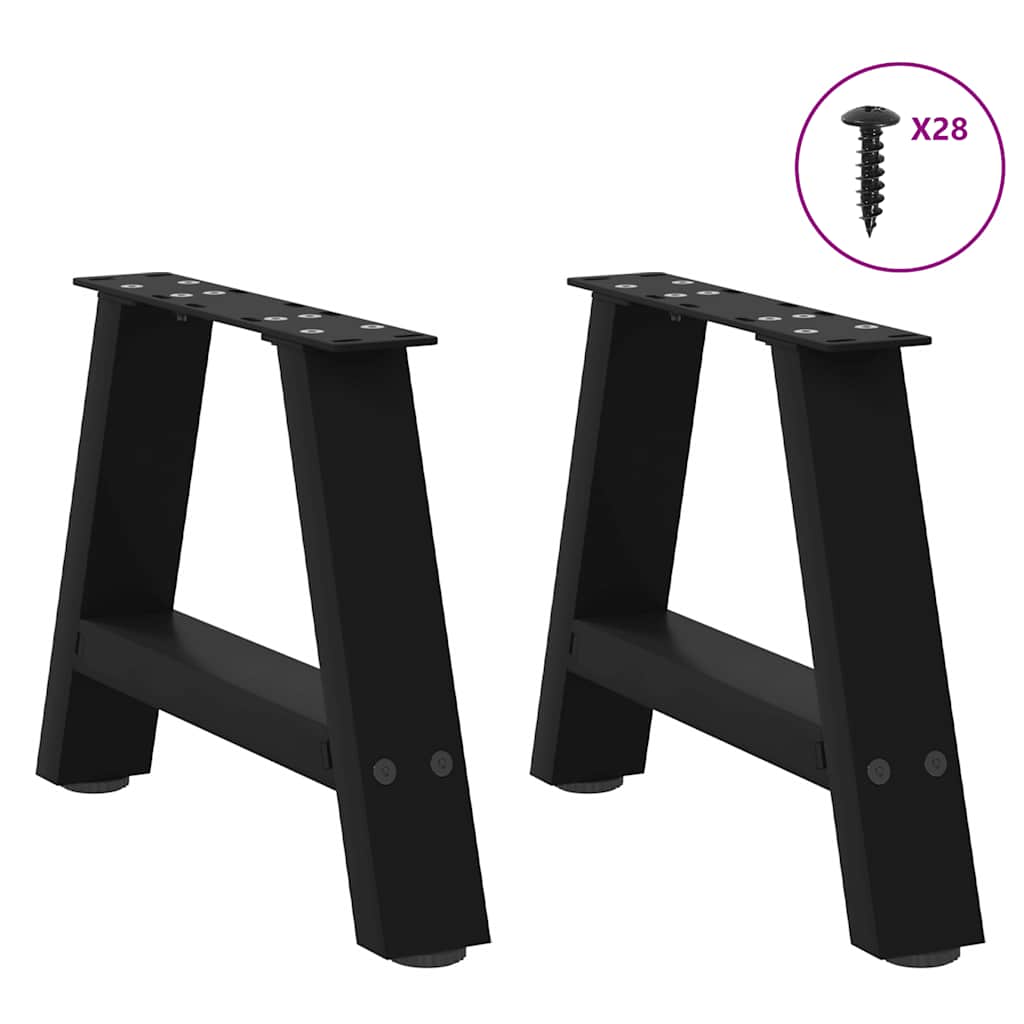 vidaXL Couchtischbeine A-Form 2 Stk. Schwarz 50x(30-31) cm Stahl