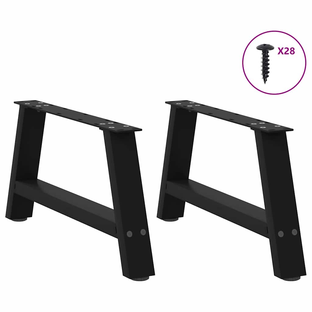 vidaXL Couchtischbeine A-Form 2 Stk. Schwarz 60x(30-31) cm Stahl