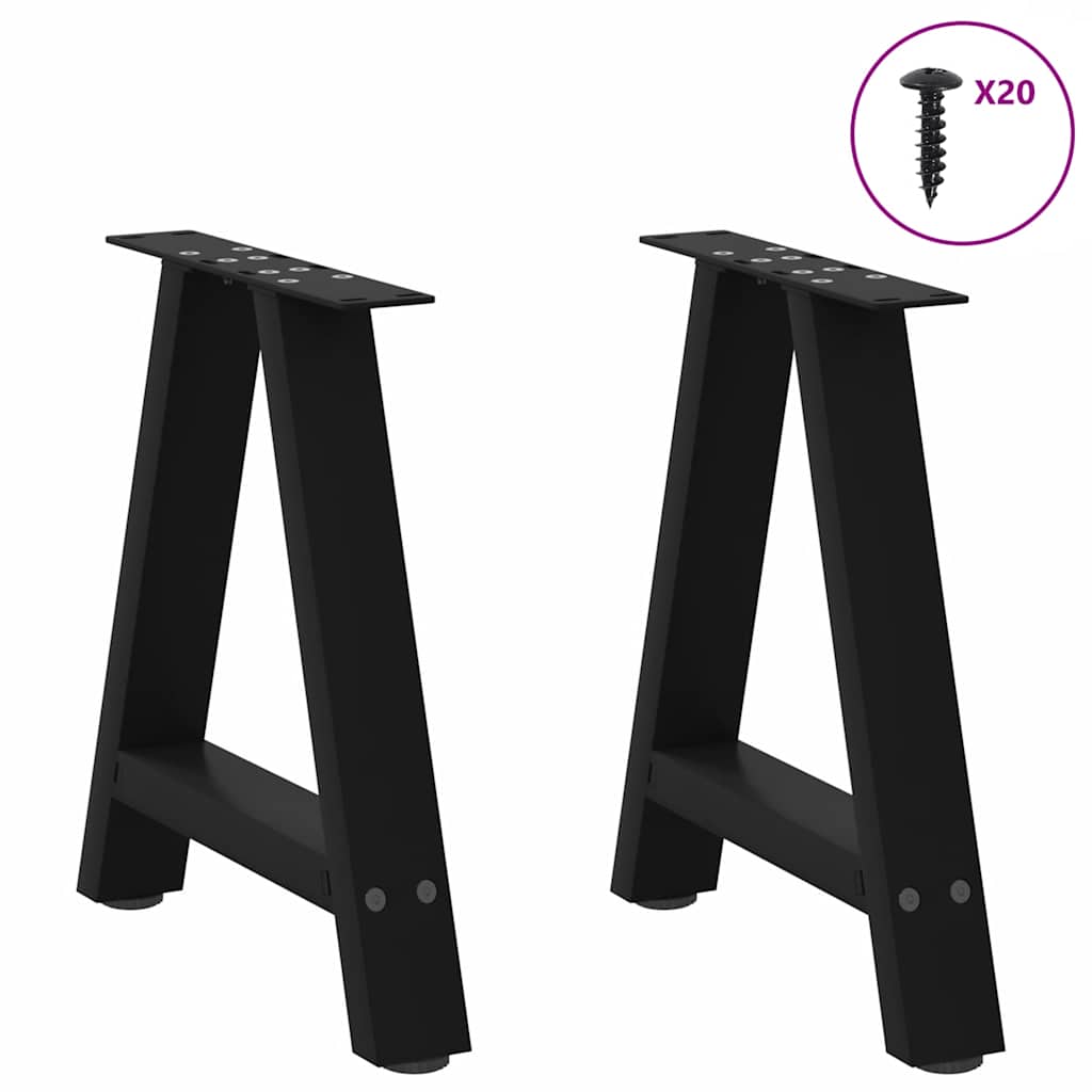 vidaXL Couchtischbeine A-Form 2 Stk. Schwarz 50x(42-43) cm Stahl