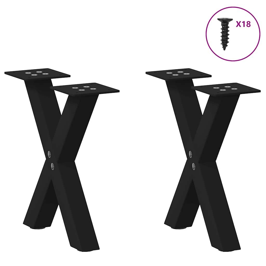 vidaXL Couchtischbeine X-Form 2 Stk. Schwarz 30x(30-31) cm Stahl
