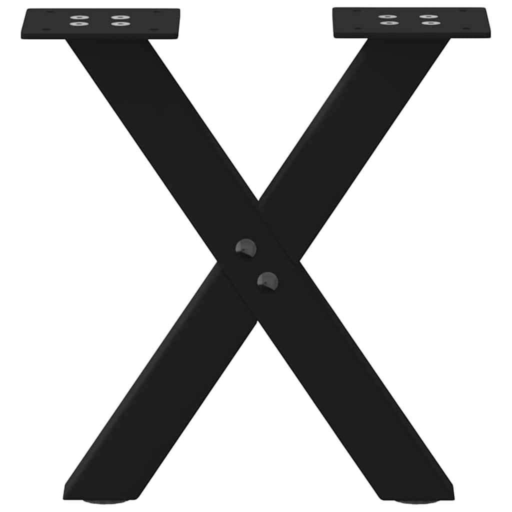 vidaXL Couchtischbeine X-Form 2 Stk. Schwarz 30x(30-31) cm Stahl