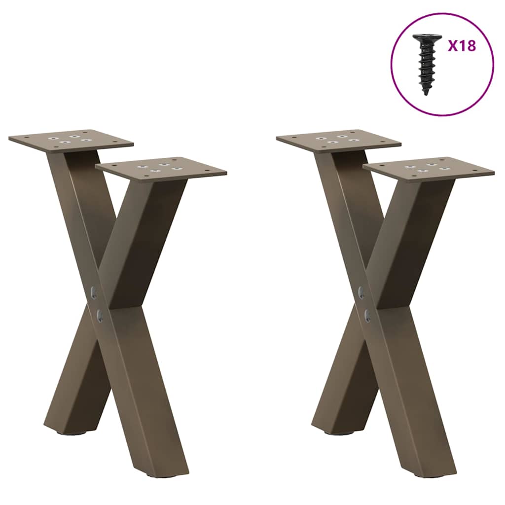vidaXL Couchtischbeine X-Form 2 Stk. Naturstahl 37x(30-31) cm Stahl