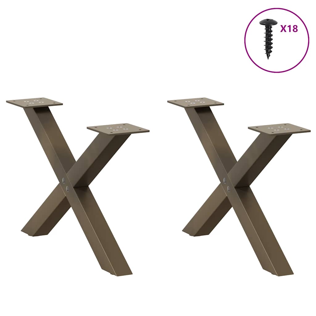 vidaXL Couchtischbeine X-Form 2 Stk. Naturstahl 50x(30-31) cm Stahl