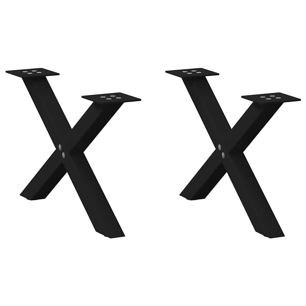 vidaXL Couchtischbeine X-Form 2 Stk. Schwarz 60x(30-31) cm Stahl