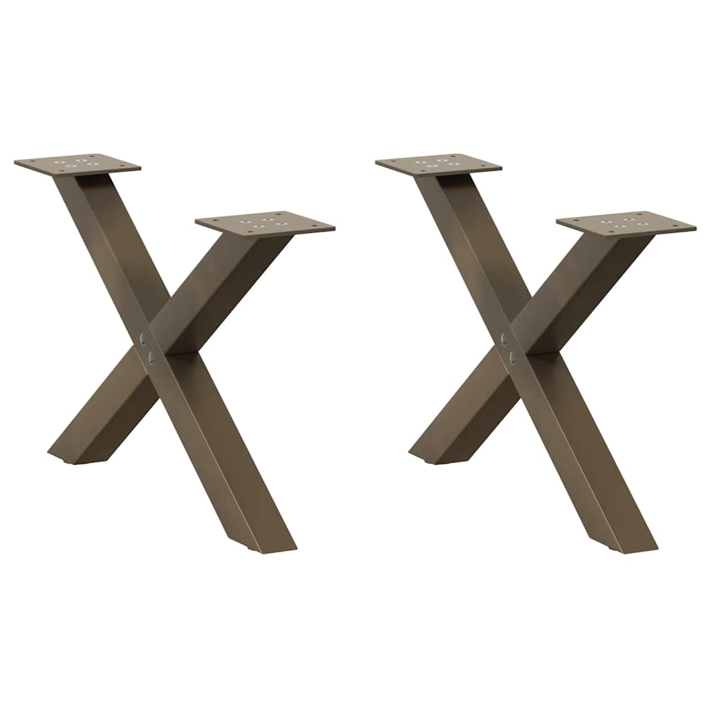 vidaXL Couchtischbeine X-Form 2 Stk. Naturstahl 60x(30-31) cm Stahl