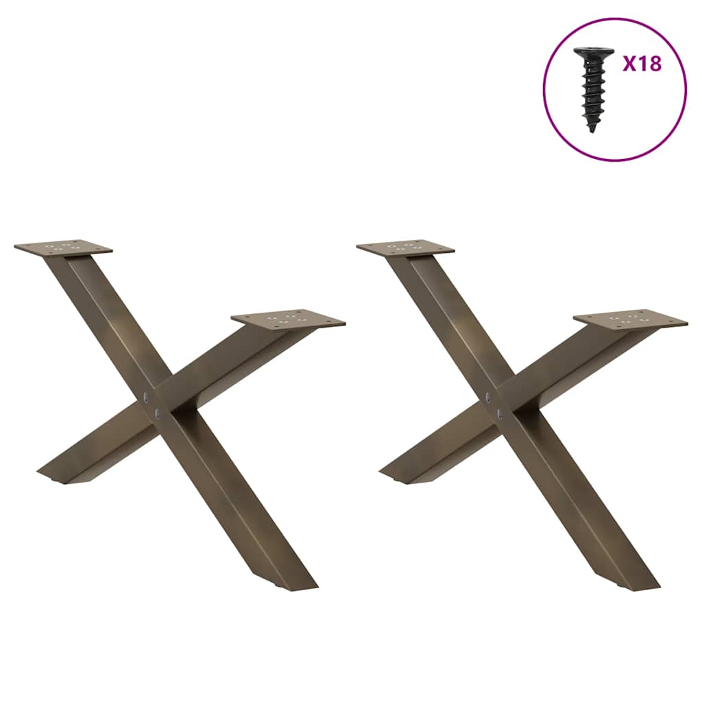 vidaXL Couchtischbeine X-Form 2 Stk. Naturstahl 70x(30-31) cm Stahl