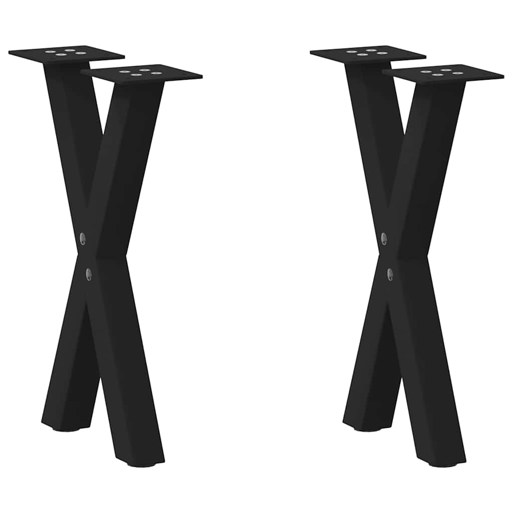 vidaXL Couchtischbeine X-Form 2 Stk. Schwarz 38x(42-43) cm Stahl