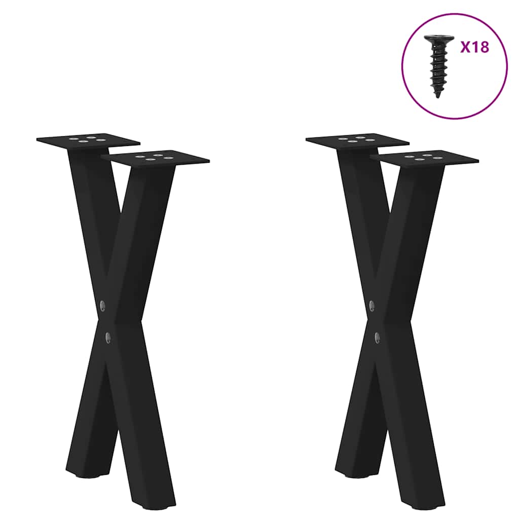vidaXL Couchtischbeine X-Form 2 Stk. Schwarz 38x(42-43) cm Stahl