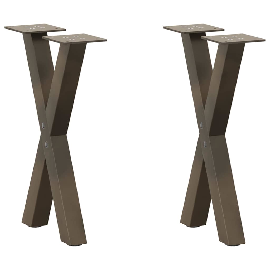 vidaXL Couchtischbeine X-Form 2 Stk. Naturstahl 38x(42-43) cm Stahl