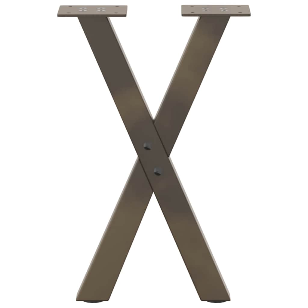 vidaXL Couchtischbeine X-Form 2 Stk. Naturstahl 38x(42-43) cm Stahl