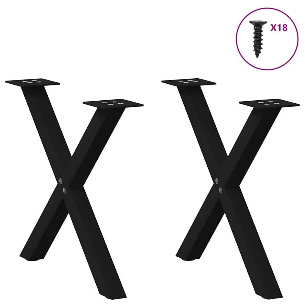 vidaXL Couchtischbeine X-Form 2 Stk. Schwarz 50x(42-43) cm Stahl
