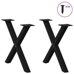vidaXL Couchtischbeine X-Form 2 Stk. Schwarz 50x(42-43) cm Stahl