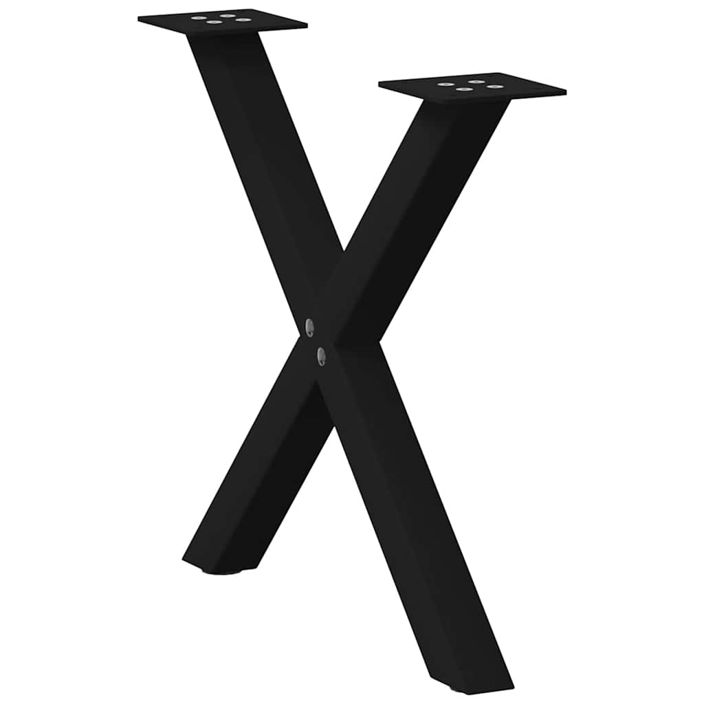 vidaXL Couchtischbeine X-Form 2 Stk. Schwarz 50x(42-43) cm Stahl