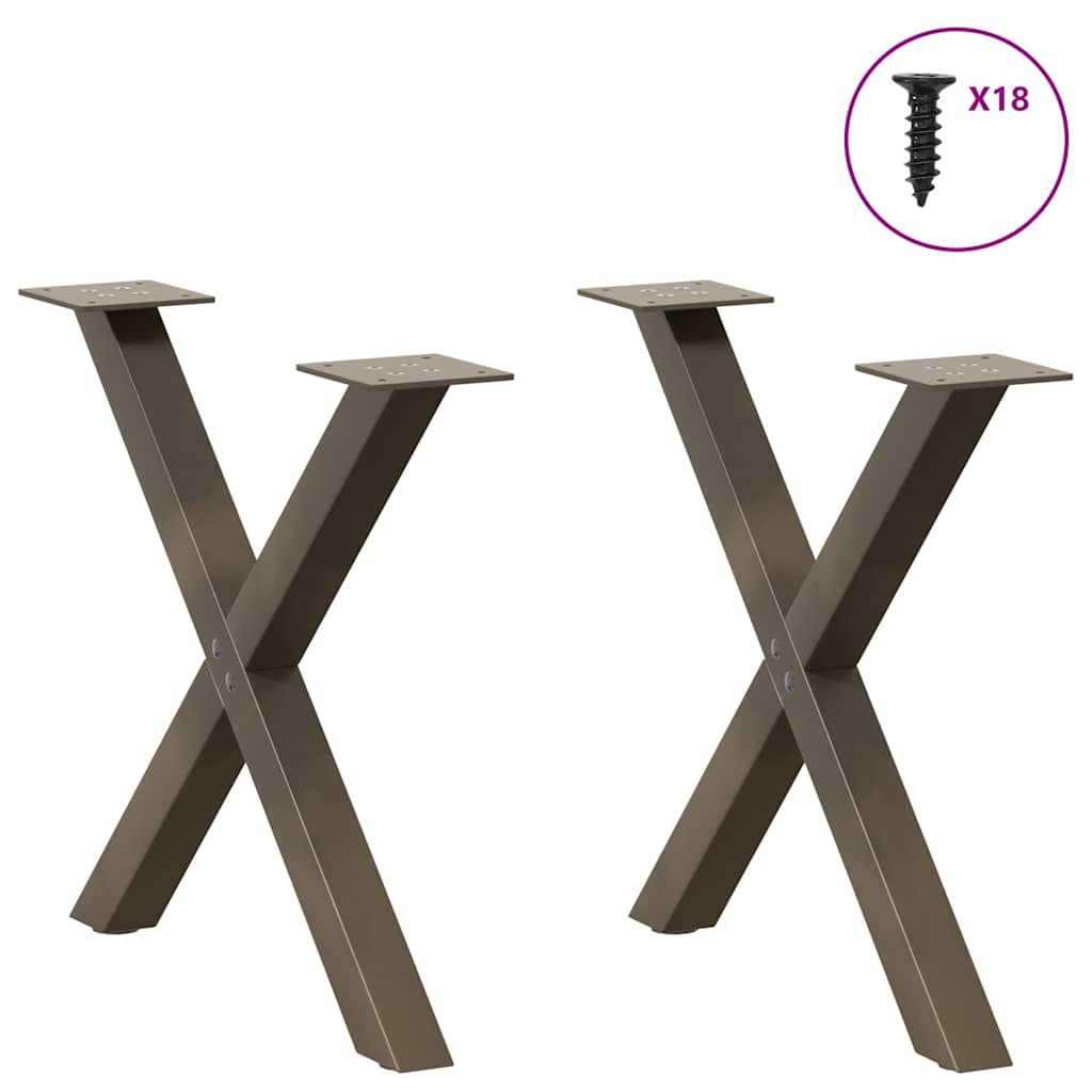 vidaXL Couchtischbeine X-Form 2 Stk. Naturstahl 50x(42-43) cm Stahl