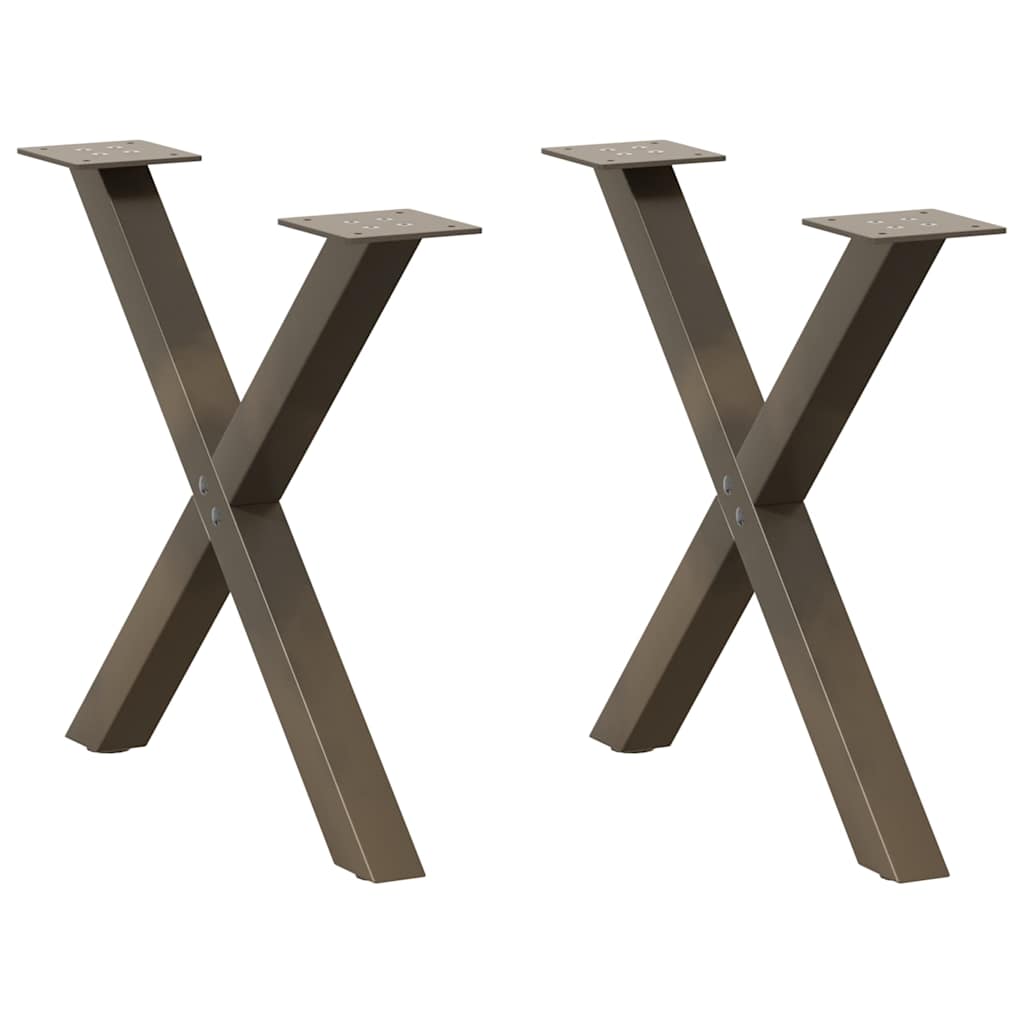vidaXL Couchtischbeine X-Form 2 Stk. Naturstahl 60x(42-43) cm Stahl