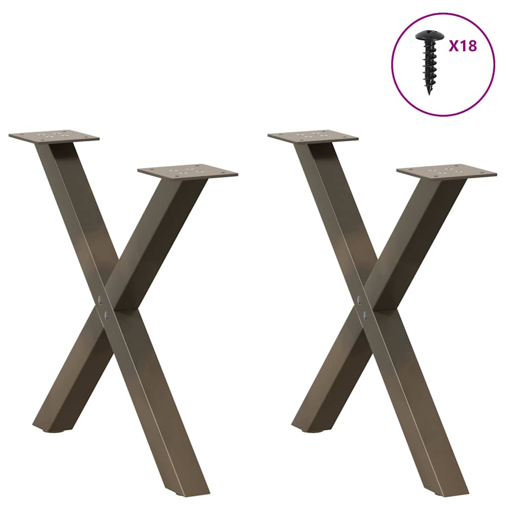 vidaXL Couchtischbeine X-Form 2 Stk. Naturstahl 60x(42-43) cm Stahl