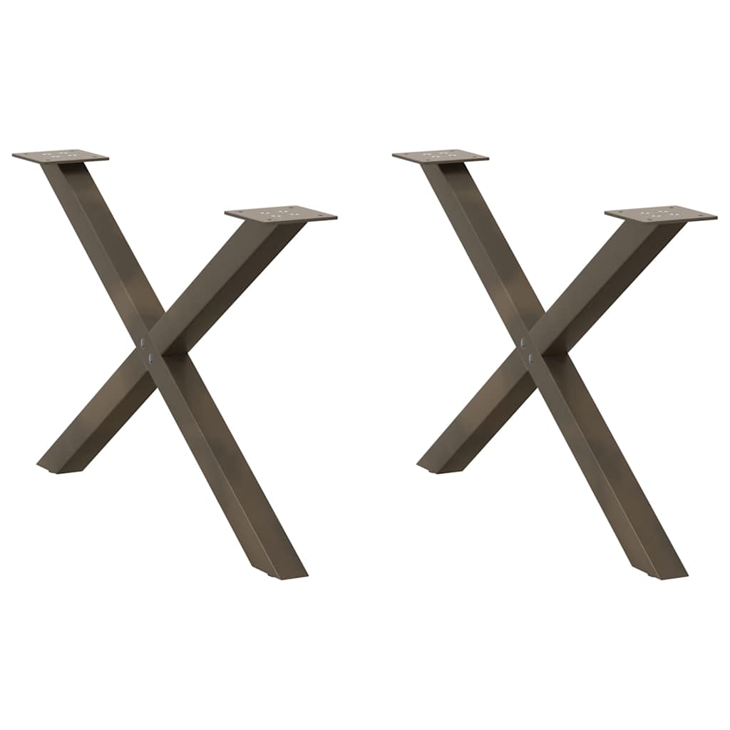 vidaXL Couchtischbeine X-Form 2 Stk. Naturstahl 70x(42-43) cm Stahl