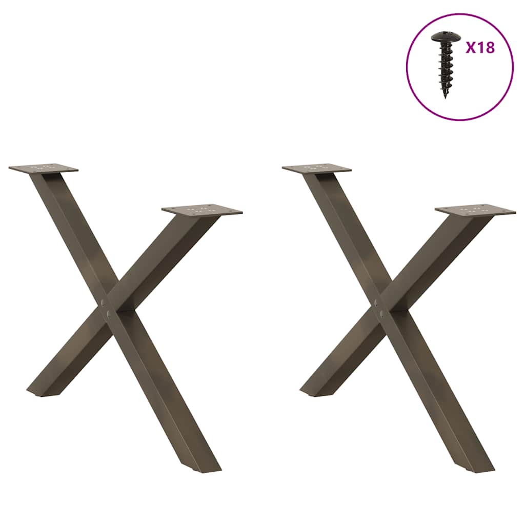 vidaXL Couchtischbeine X-Form 2 Stk. Naturstahl 70x(42-43) cm Stahl