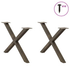 vidaXL Couchtischbeine X-Form 2 Stk. Naturstahl 70x(42-43) cm Stahl