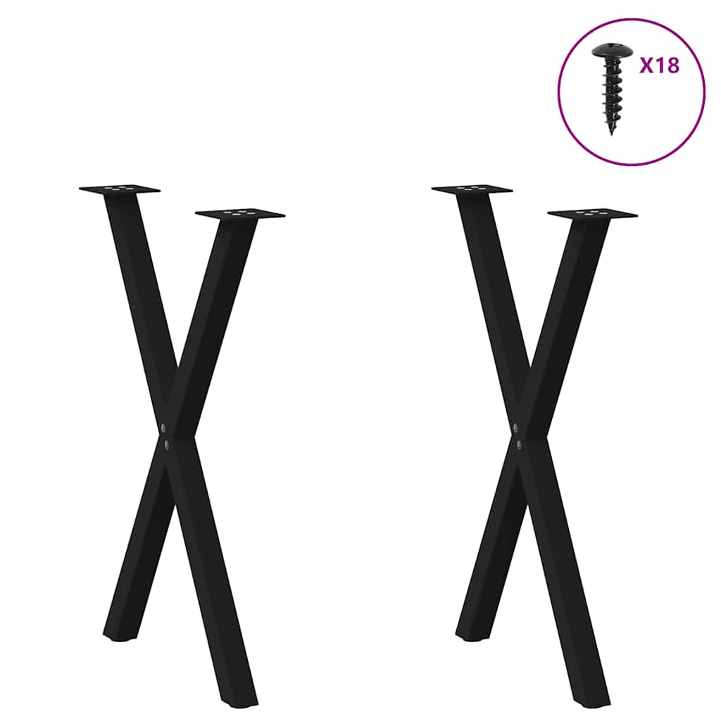 vidaXL Esstischbeine X-Form 2 Stk. Schwarz 57x(72-73) cm Stahl
