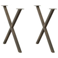 vidaXL Esstischbeine X-Form 2 Stk. Naturstahl 70x(72-73) cm Stahl
