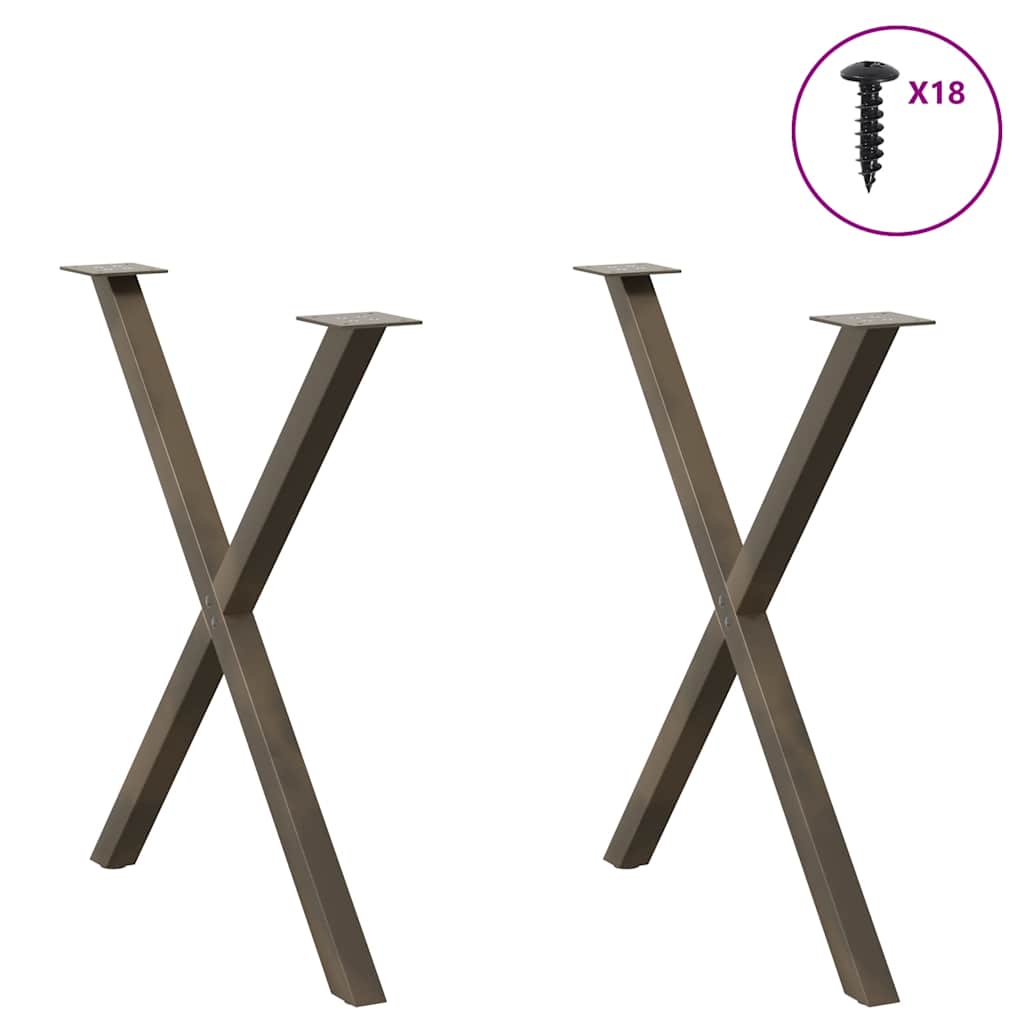 vidaXL Esstischbeine X-Form 2 Stk. Naturstahl 70x(72-73) cm Stahl