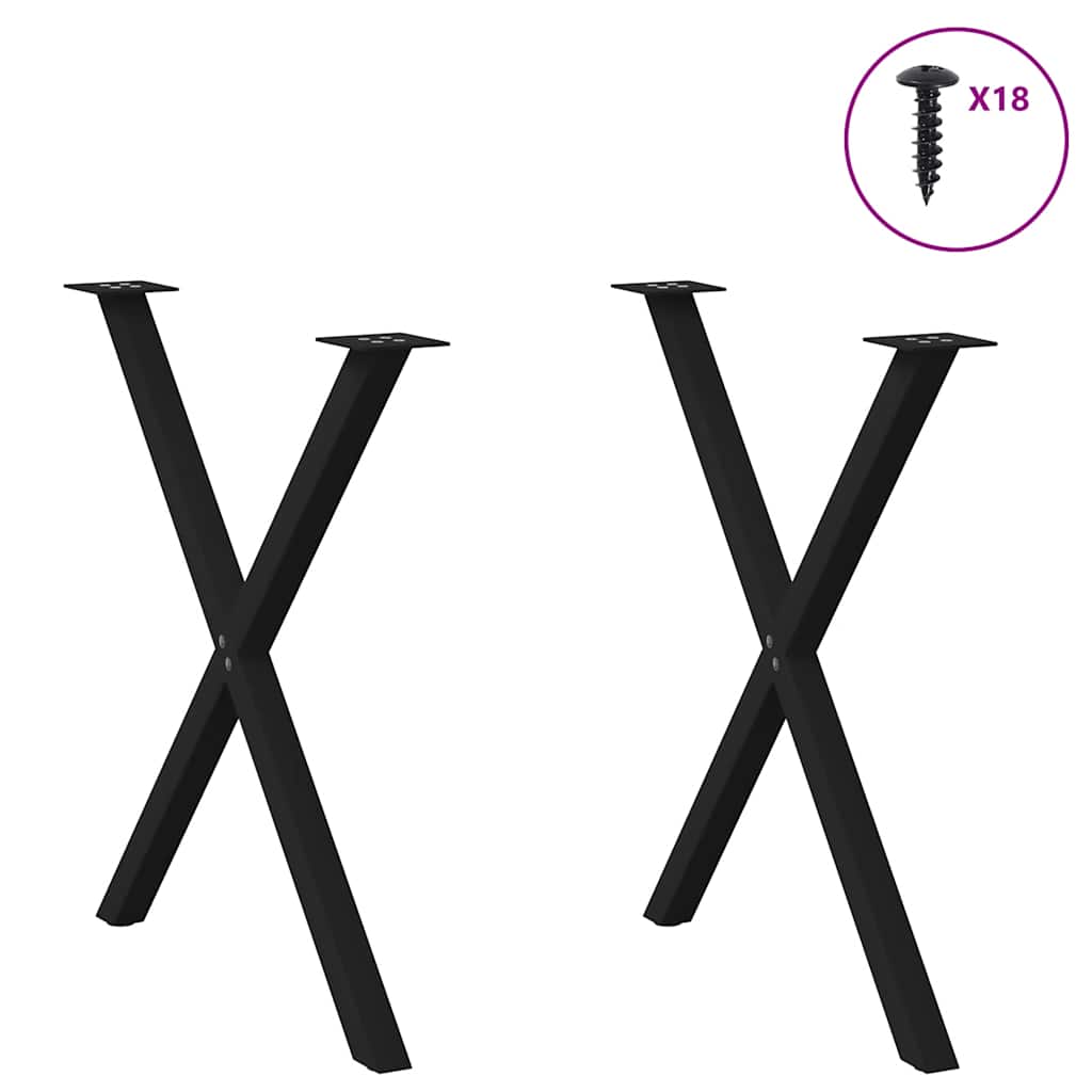 vidaXL Esstischbeine X-Form 2 Stk. Schwarz 80x(72-73) cm Stahl